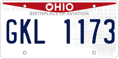 OH license plate GKL1173