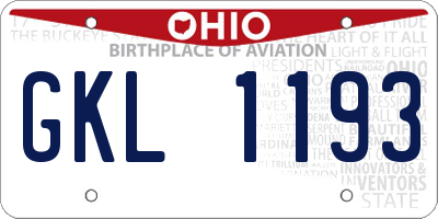 OH license plate GKL1193
