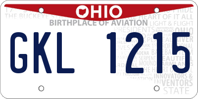 OH license plate GKL1215