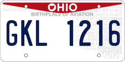 OH license plate GKL1216