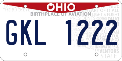 OH license plate GKL1222