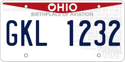 OH license plate GKL1232