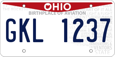 OH license plate GKL1237