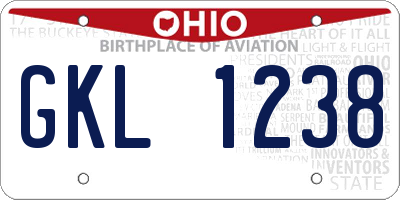 OH license plate GKL1238