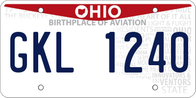 OH license plate GKL1240