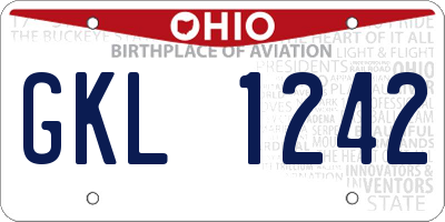 OH license plate GKL1242