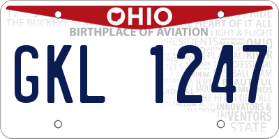 OH license plate GKL1247