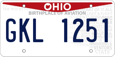 OH license plate GKL1251