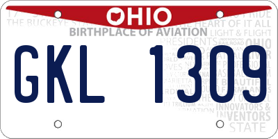 OH license plate GKL1309