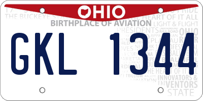 OH license plate GKL1344