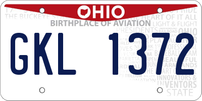OH license plate GKL1372