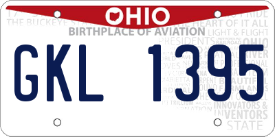 OH license plate GKL1395