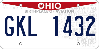 OH license plate GKL1432