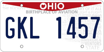 OH license plate GKL1457