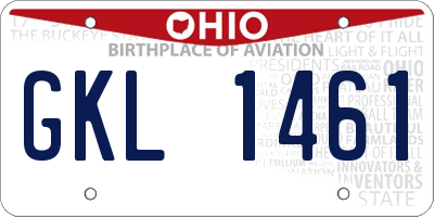 OH license plate GKL1461