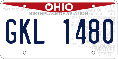 OH license plate GKL1480