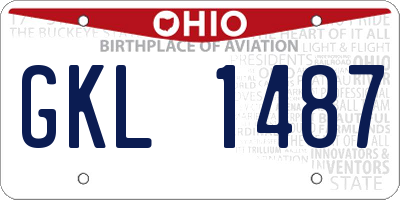 OH license plate GKL1487