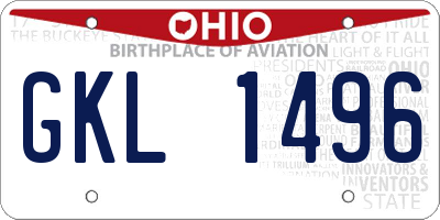 OH license plate GKL1496