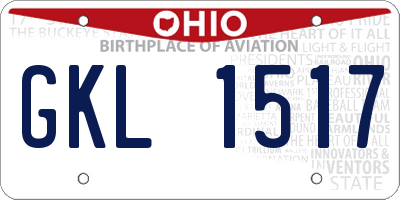 OH license plate GKL1517
