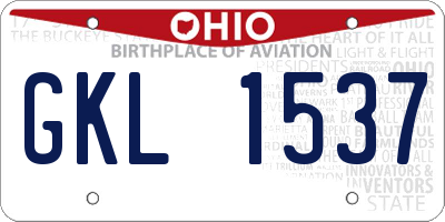 OH license plate GKL1537