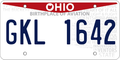 OH license plate GKL1642
