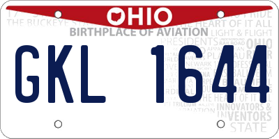 OH license plate GKL1644