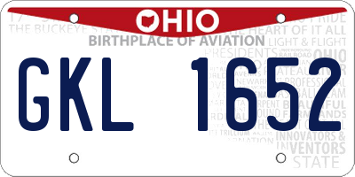 OH license plate GKL1652