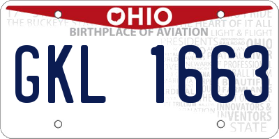 OH license plate GKL1663