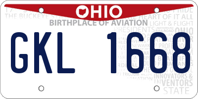OH license plate GKL1668