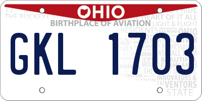 OH license plate GKL1703