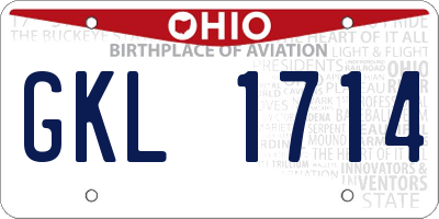 OH license plate GKL1714