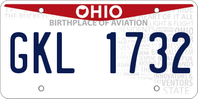 OH license plate GKL1732