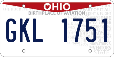 OH license plate GKL1751