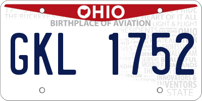 OH license plate GKL1752