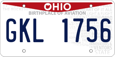 OH license plate GKL1756