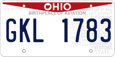 OH license plate GKL1783