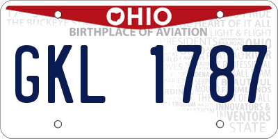 OH license plate GKL1787