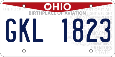 OH license plate GKL1823