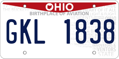 OH license plate GKL1838