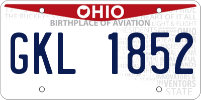 OH license plate GKL1852