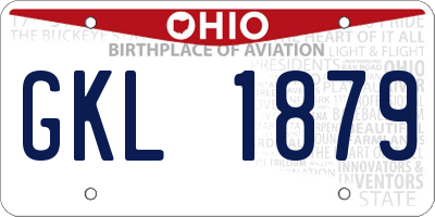 OH license plate GKL1879