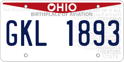 OH license plate GKL1893