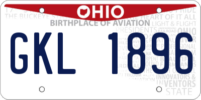 OH license plate GKL1896