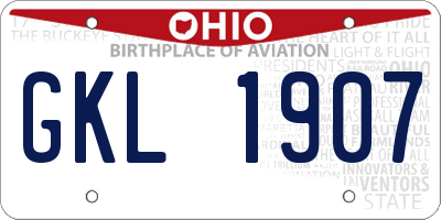 OH license plate GKL1907