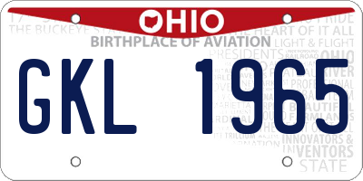 OH license plate GKL1965