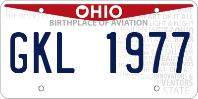 OH license plate GKL1977