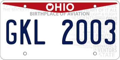 OH license plate GKL2003