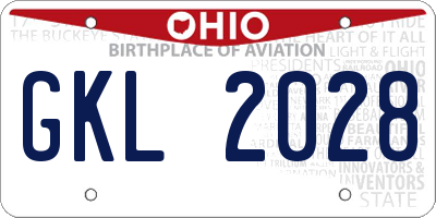 OH license plate GKL2028
