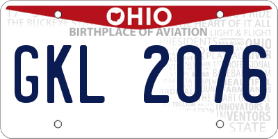 OH license plate GKL2076