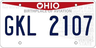 OH license plate GKL2107